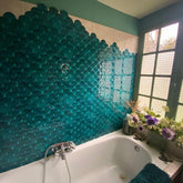 Teal Blue Peel and Stick Wall Tile | Kitchen Backsplash Tiles | Self Adhesive Tiles For Home Decor From Mosaicowall - Style 106